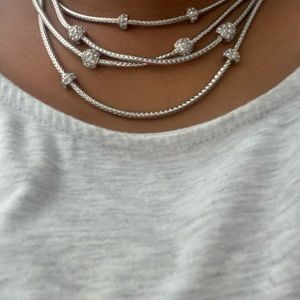 Silver Metallic Necklace with beads